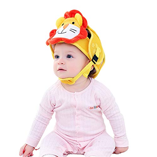 G-Tree Infantil Casco de Seguridad del Bebé del Casco, Infantil Protección Sombrero de Seguridad, Infantil Ajustable Protegecabezas la Cabeza del Niño Protector Transpirable Casco para Infantes, León