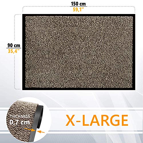 GadHome Felpudo de Entrada, Gris Beige 90x150 cm | Alfombra Exterior para Puerta, Impermeable, Lavable para Atrapar Suciedad para Recibidor|Alfombrilla Antideslizante, Pasillo, Cocina, Dormitorio