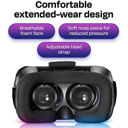 Gafas VR Compatible con iPhone y Android, Gafas Realidad Virtual para Movil - Disfruta de los Mejores Juegos y Videos RV, 360 y 3D, de Máxima Calidad y con la Mayor Comodidad (Blue)