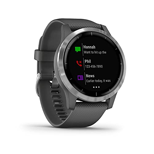 Garmin Vivoactive 4 - Reloj inteligente con GPS y funciones de control de la salud durante todo el día, color plata y gris (Reacondicionado)