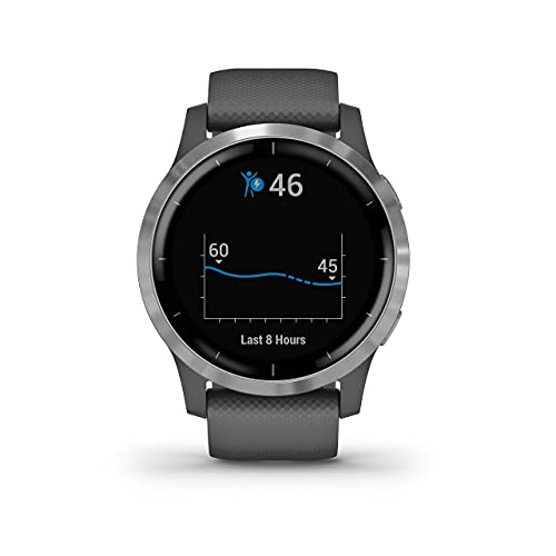 Garmin Vivoactive 4 - Reloj inteligente con GPS y funciones de control de la salud durante todo el día, color plata y gris (Reacondicionado)