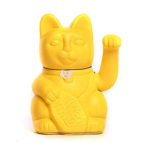 Gato de la Suerte chino. Lucky Cat. Maneki Neko. COLOR AMARILLO LIMÓN 10x6x15cm