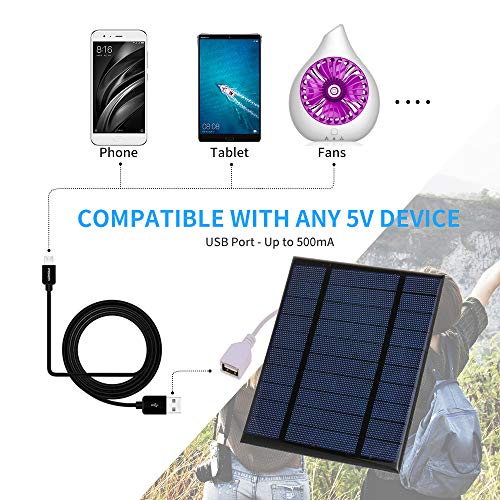 Gecheer Cargador Solar Portátil con Puerto USB Compacto Panel Solar Portátil Cargador de Telé con Pane Solar para Acampar Senderismo Viajes 2.5W/5V