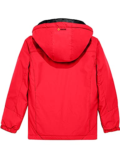 GEMYSE Chaqueta de Esquí Impermeable de Montaña para Niños Abrigo de Invierno de Lana Antiviento con Capucha (Rojo 83,10/12)