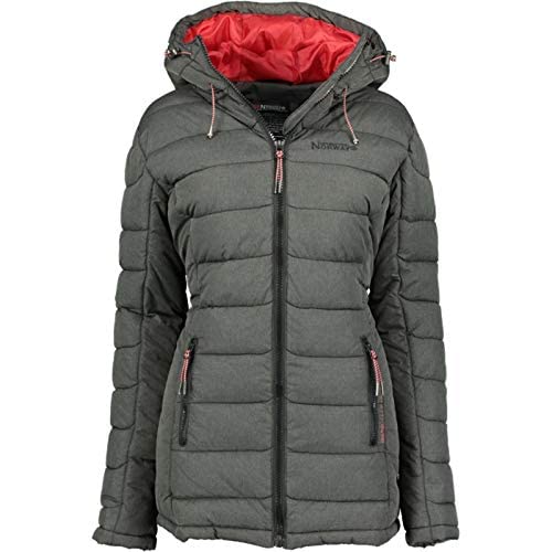 Geographical Norway Astana Lady Distribrands - Parka de mujer - Abrigo de piel sintética gruesa - Chaqueta cortavientos de invierno - Chaqueta de plumón con forro largo (Antracita L - Talla 3)