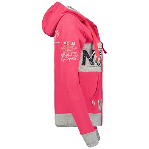 Geographical Norway Flyer Lady - Sudadera con Capucha para Mujer Bolsillos - Sudadera para Mujer Jersey Informal de Manga Larga Abrigo - Chaqueta con Capucha Tops Deportivos (Flash Pink XL Talla 4)