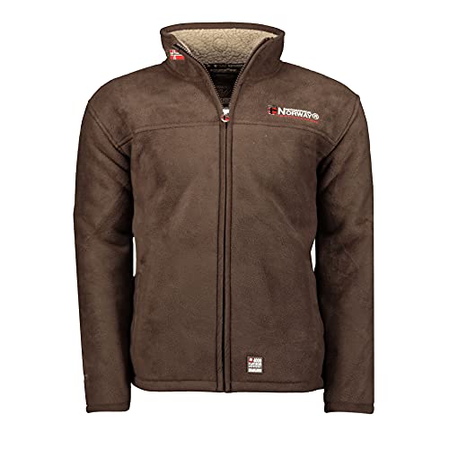 Geographical Norway Ubolt Men Distribrands - Ureka Polar Hombres Chaqueta Polar Caliente Piel de Peluche Forro (Marron 3XL)