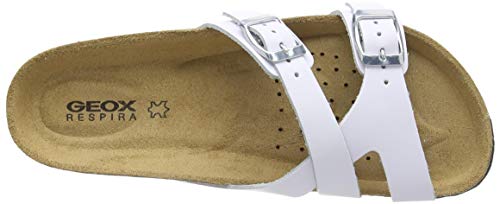 Geox D BRIONIA G, Sandalias deslizantes. Mujer, Blanco, 36 EU