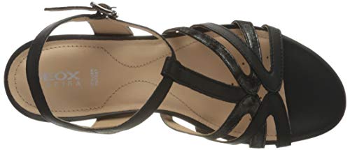 Geox D Ischia G, Sandalias con Tira Vertical Mujer, Negro (Black C9999), 37 EU