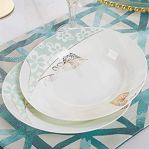 Geschirrting Einfache Keramische Geschirrschüssel y Gerichts-Set Haushalt Europäisch-Stil-Bone-Bone China-Geschirr (Farbe: Blanco, Tamaño: 58pc) Yuechuang (Color : White, Size : 58PC)