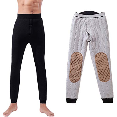 G&F Hombres Pantalones Térmicos Invierno Mantener Caliente Long John Capa Base Pantalones Interior (Color : Black, Size : L)