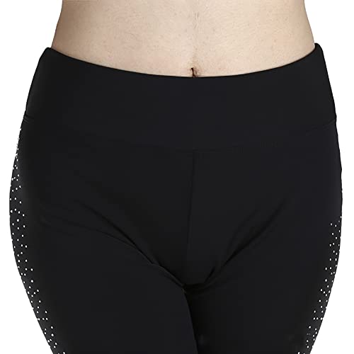 G&F Pantalones Patinaje sobre Hielo con Pedrería Vellón Cálido Mallas Patinaje Artístico para Mujeres Invierno (Color : Black-Thin, Size : S)