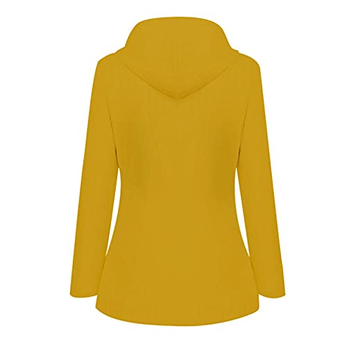 Ghemdilmn Chubasquero para mujer, impermeable, transpirable, túnica, cortavientos, chaqueta de invierno, chaqueta deportiva al aire libre, parka, amarillo, XXXXL