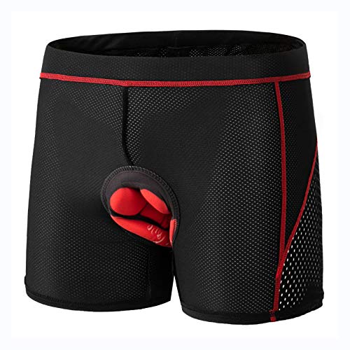 GIEADUN Ciclismo Pantalones Cortos de Bicicleta 20D Gel de sílice Acolchado Ciclismo Calzoncillos Ropa Interior de Bicicleta MTB Bicicleta Pantalones Cortos (Rojo, XL)