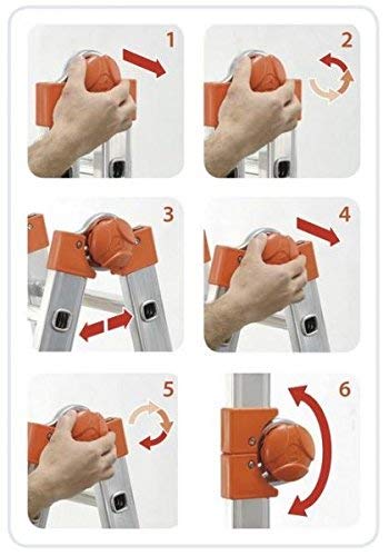 Gierre A0040 Escalera telescópica de acero (4+4), Naranja