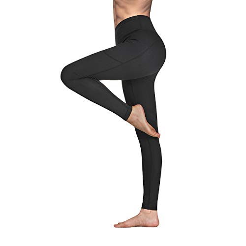 GIMDUMASA Pantalón Deportivo de Mujer Cintura Alta Leggings Mallas para Running Training Fitness Estiramiento Yoga y Pilates GI188(Negro,XL)