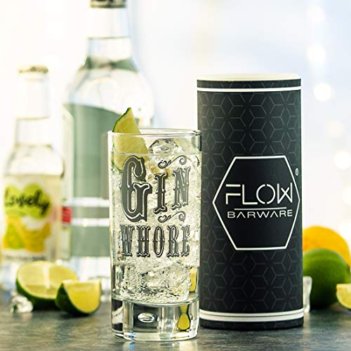 GIN WHORE Gin & Tonic Hi Ball G&T Glass. Un regalo divertido para cualquier amante del gin tonic, el vaso de cóctel alto High Ball