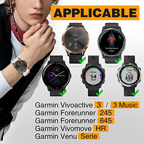 Gofl Correa para Garmin Vivoactive 3/3 Music,20mm Nylon Pulsera de Repuesto para Garmin Forerunner 245,Correa de Reloj Elástica Trenzada para Garmin Forerunner 645/245/Vivomove HR/Venu Serie