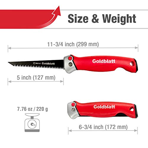 Goldblatt Sierra Plegable 310mm,Serrucho de Poda Plegable Bimetálica de 8 TPI, Sierra de Podar con Hoja Curva,Agujero de Colgar