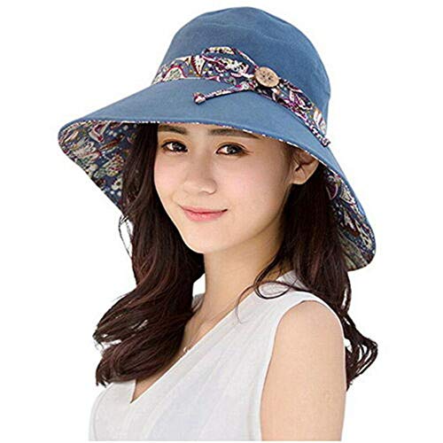 Gorra de pescador de doble cara de algodón plegable anti-UV para verano, estilo informal, de ala ancha, con nudo de lazo (beige)