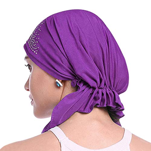 Gorro de quimio plisado de cristal para mujer, bandana elástica para la pérdida del cabello, gorro turbante de la India árabe, pañuelo para la cabeza para pacientes con cáncer