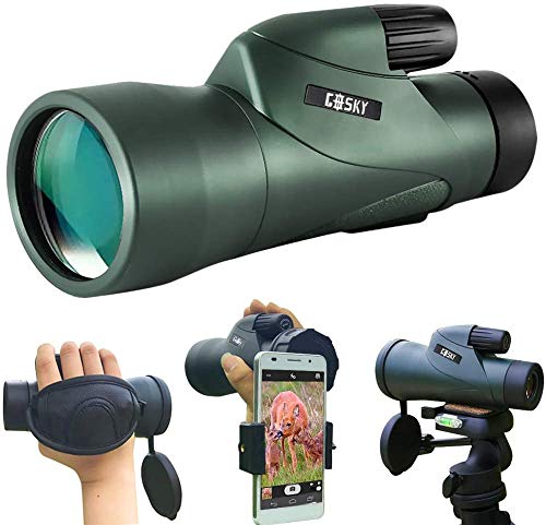 Gosky - Telescopio monocular de Alta definición y Soporte rápido para Smartphone, monocular Resistente al Agua, BAK4 Prisma para observación de pájaros, Caza, Camping, Viajes, Vida Silvestre, 12 x 55