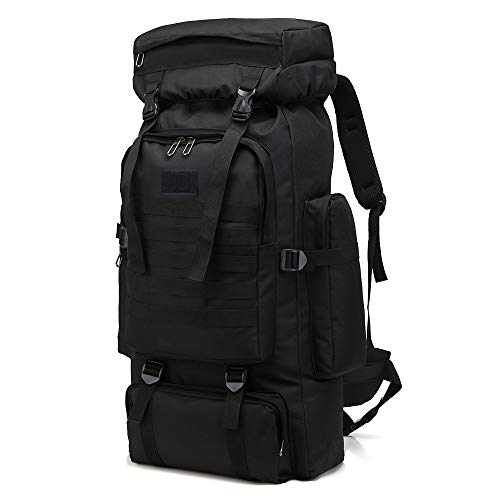 Greenpromise Al aire libre 80l gran capacidad mochila militar mochila táctica montañismo bolsa camping senderismo militar camuflaje repelente al agua, negro, 72*34*17cm