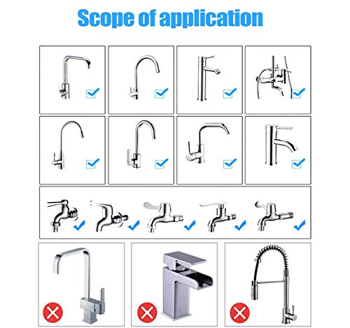 Grifo giratorio de agua, YMWALK Extensor de grifo de cocina, grifo giratorio de 360 °, cabezal de rociador, componente de repuesto, difusor de grifo, accesorios de cocina (16,5 cm de largo)