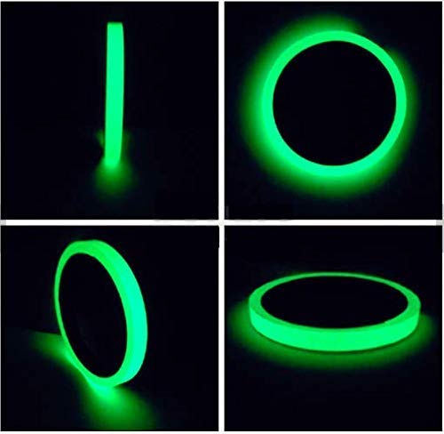 GTIWUNG Cinta Adhesiva Luminosa, 10M x 1CM Cinta Fluorescente Adhesiva, Cinta Autoadhesiva Etiqueta de Seguridad Luminoso Fluorescente Verde, Cinta Adhesiva Decorativa de Pared 1 Rollo