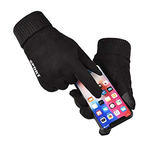 Guantes Invierno Guantes Termicos para Moto Ciclismo Guantes Calientes Antideslizantes Forro de Cachemir Guantes de Cálido Impermeable Pantalla Táctil a Prueba de Viento para Hombre Mujer