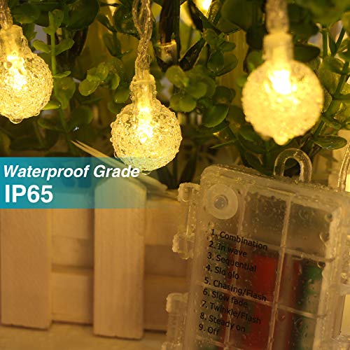 Guirnalda Luces Pilas [2 Pack], Kolpop 3m 30 LED Bola de Cristal Luces LED Pilas, Guirnalda Bombillas Cadena de Luces Decoracion para Navidad Terraza Hogar Jardín Arboles Patio Bodas Fiesta Interior