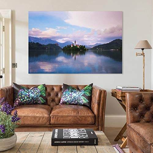 GUKEY Póster de la naturaleza del lago Bled Eslovenia Paisaje de la Naturaleza del Arte de la Imagen de la Impresión de la Imagen Moderna de la Decoración del Dormitorio Familiar Posters 40 x 60 cm