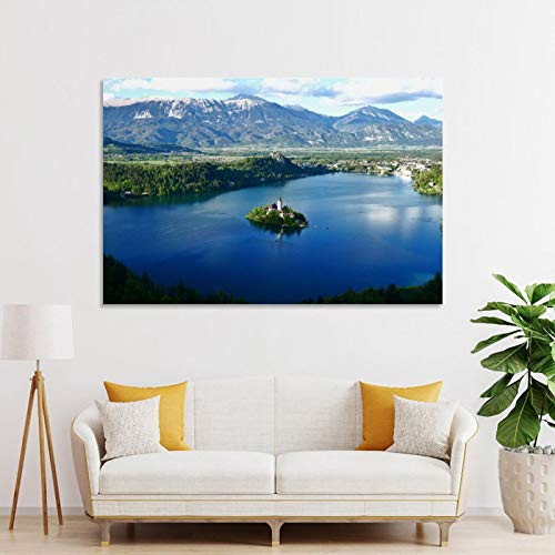 GUKEY Póster y arte de la pared del lago Bled Eslovenia Paisaje de la Naturaleza de Eslovenia Impresión moderna de 40 x 60 cm