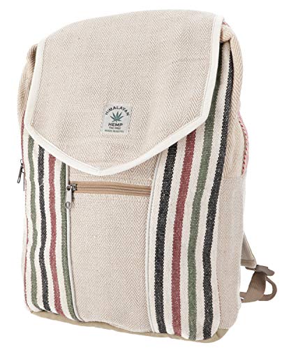 GURU SHOP Mochila de Cáñamo a Rayas - Naturaleza/multi, Unisex - Adultos, De Color Beige, Elcáñamo, Tama�o:One Size, 40x30x20 cm, Mochilas y Bolsas de Deporte