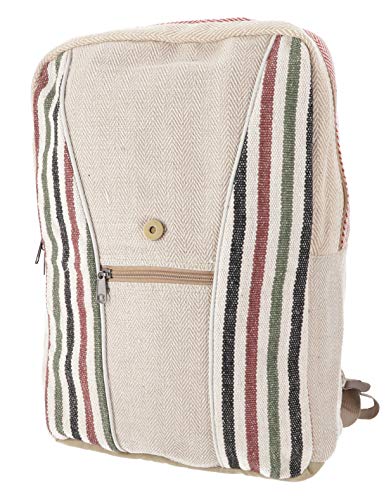 GURU SHOP Mochila de Cáñamo a Rayas - Naturaleza/multi, Unisex - Adultos, De Color Beige, Elcáñamo, Tama�o:One Size, 40x30x20 cm, Mochilas y Bolsas de Deporte