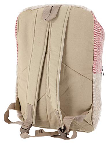 GURU SHOP Mochila de Cáñamo a Rayas - Naturaleza/multi, Unisex - Adultos, De Color Beige, Elcáñamo, Tama�o:One Size, 40x30x20 cm, Mochilas y Bolsas de Deporte