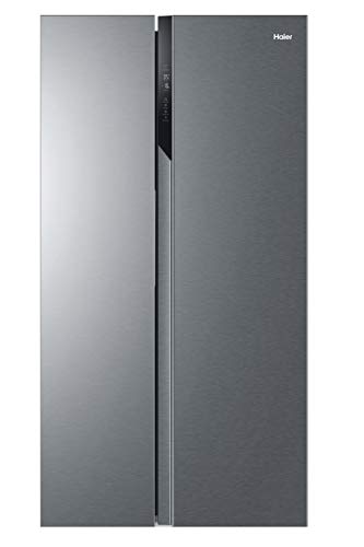 Haier SBS 90 Series 3 HSR3918ENPG - Frigorífico Side by Side, Americano, Apertura 90 grados, Tecnología Antibacterias, Motor Inverter, Ancho 90cm, Capacidad XXL 528L, Total No Frost, Clase E, Inox