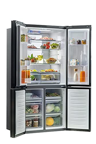 HaierCube 90 Series 7HTF-610DSN7-Frigorífico,4 Puertas,Tecnología Antibacterias,Motor Inverter,Congelador 2Zonas,Humidity Zone, Ancho90cm,Capacidad XXL 628L,TotalNoFrost,Clase F,Negro