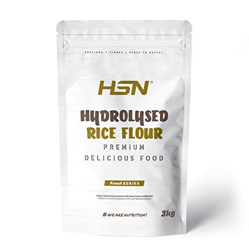 Harina de Arroz Hidrolizada de HSN | Hydrolysed Rice Flour | Carbohidratos 100% Natural | Excelente Digestión + Textura Extra-Suave | Vegana, Sin Gluten, Sin Lactosa, Sin Soja, Sin Sabor, 3Kg