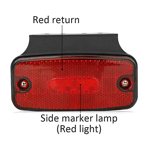 Hawkeye Piloto LED posición lateral,2 piezas LED luz de marcador lateral contorno rojo lámpara para remolque camión camión caravana