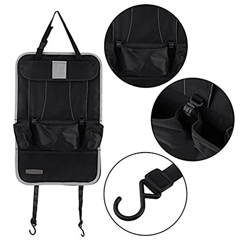 HCMAX 1 Pack Coche Asiento Trasero Organizador Bolsillo Asiento Trasero Protector Bolsa de Almacenamiento Soporte de Tableta Kick Mat Soporte para ipad Multi-Pocket Gran Accesorio de Viaje