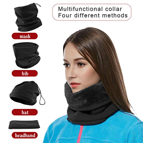 heekpek Invierno Bufanda Tubular Cuello para Esqui Moto Ciclismo Snowboard Running Pasamontañas Calentador de Cuello Braga de cuello para hombre y mujer Unisexo Bufanda Tubular (Negro)