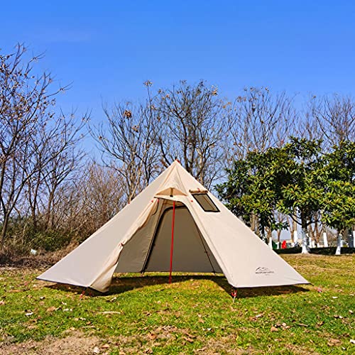 Hellery Camping Hot Tent Ultralight Tienda Teepee Tents Impermeable Four Temporada con Estufa Jack 3 Persona para Senderismo Al Aire Libre Mochilero Tienda de - Caqui