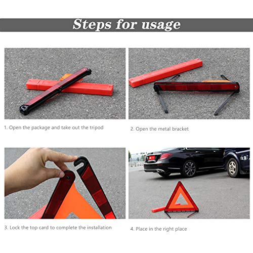 HENTEK 2PCS Triangulos Reflectantes Coche, Placa de Advertencia Reflectante Triangular de señal de estacionamiento Segura para vehículos de Motor