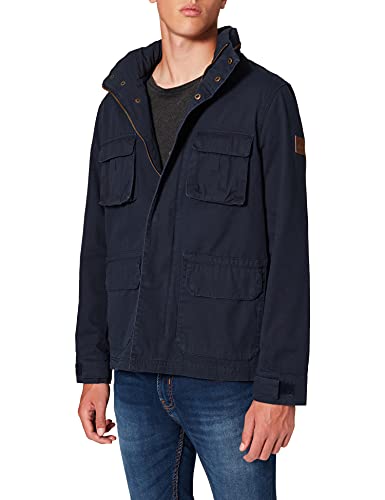 HIKARO Parka Corta Hombre, Azul (Navy), 50 (Talla del fabricante: Medium)