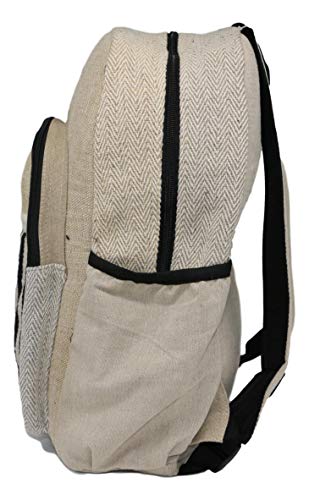 HIMALAYAN Mochila de cáñamo, mochila diaria/mochila para la escuela, viajes, ocio, al aire libre, naturaleza, con compartimento para portátil, hecha a mano en Nepal, modelo 135.2