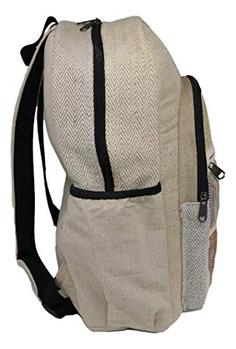 HIMALAYAN Mochila de cáñamo, mochila diaria/mochila para la escuela, viajes, ocio, al aire libre, naturaleza, con compartimento para portátil, hecha a mano en Nepal, modelo 135.2