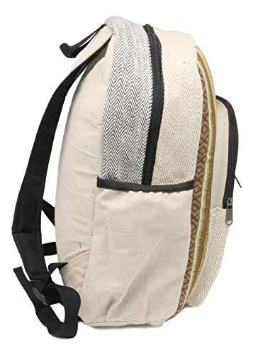 HIMALAYAN Mochila de cáñamo, mochila diaria/mochila para la escuela, viajes, ocio, al aire libre, naturaleza, con compartimento para portátil, hecha a mano en Nepal, modelo 114.1