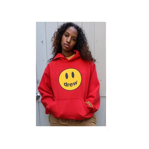 Hip-hop Drew House Sudadera Con Capucha Cara Sonriente Impresión De La Capa Parejas Con Capucha De La Moda De La Calle Suéter 2021 Rojo, color, L