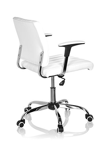 hjh OFFICE 719050 Silla de Oficina FERNANDO Piel sintética Blanco, Silla de Escritorio con reposabrazos, Silla giratoria para computadora